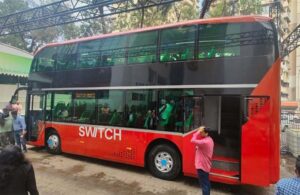 Electric double-decker bus