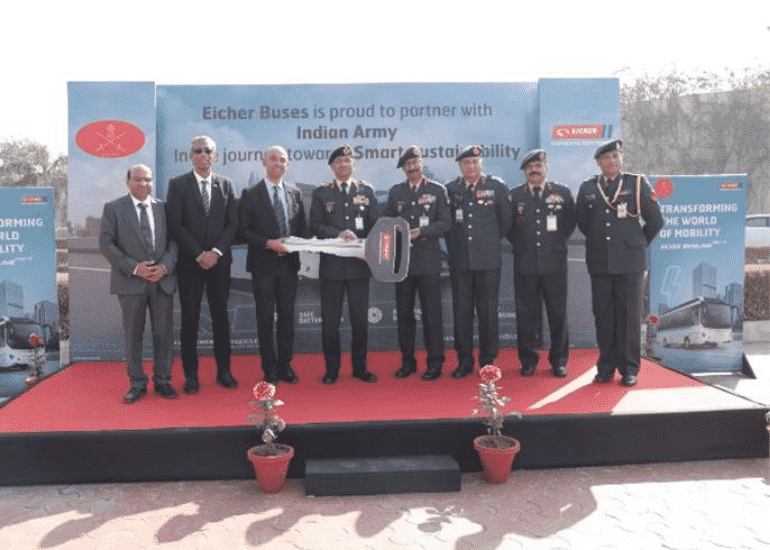 Eicher Delivers 6 Electric Buses to Indian Army