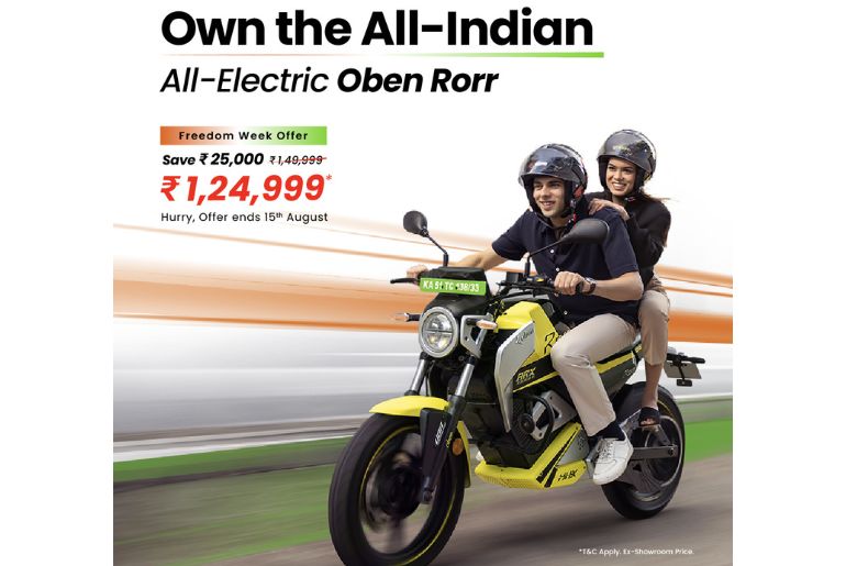 ₹25,000 Savings with New Freedom Offer on the All-Indian, All-Electric Oben Rorr